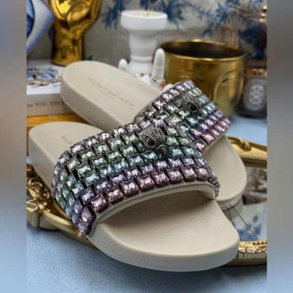 🆕 KURT GEIGER LONDON 🧿 NWOB Meena Eagle Jewel Sandal, Pastel Rainbow - Sz US 6 - Picture 11 of 16